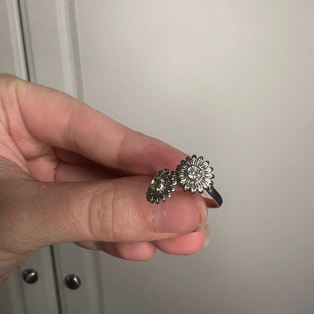 Sunflower Toi Et Moi Diamond Peridot 14k White Gold Ring 5